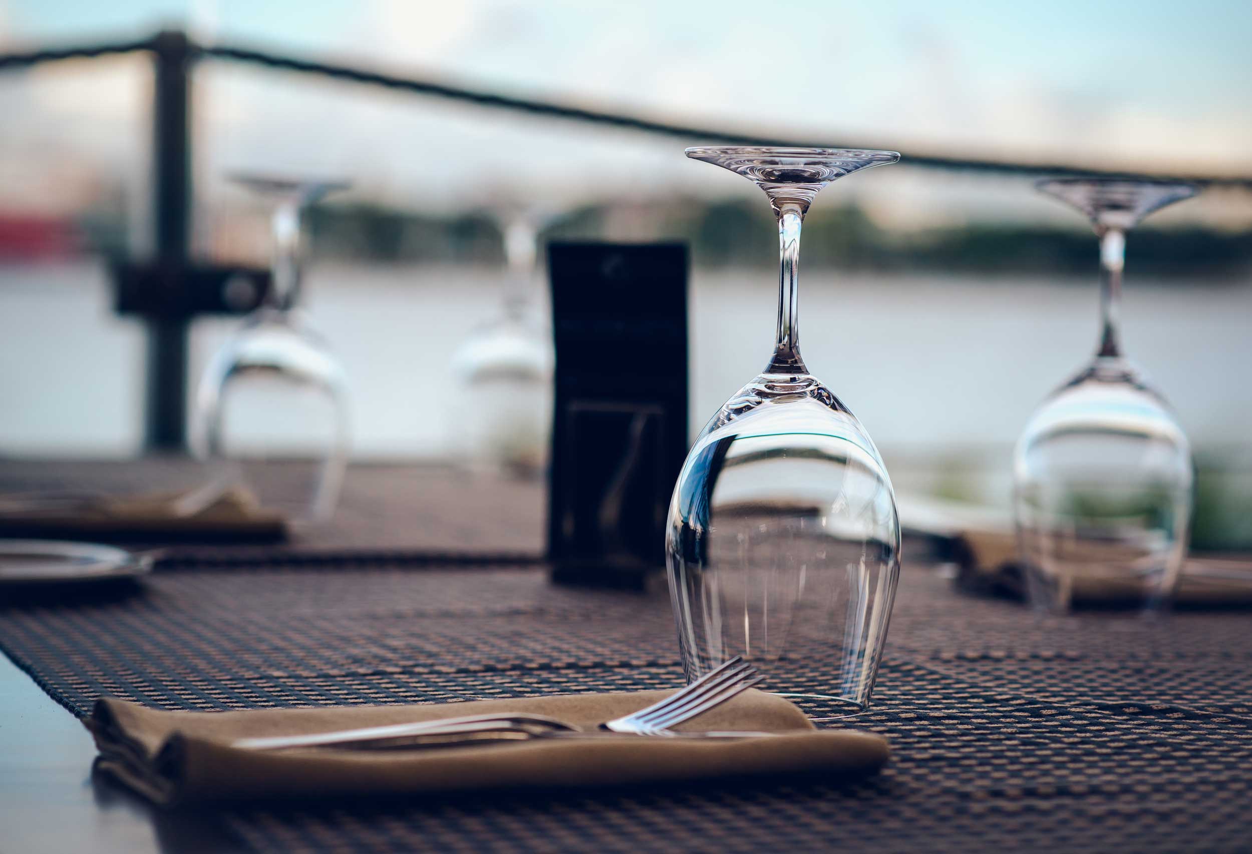 Water glasses and table setting