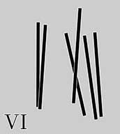 Six of Wands Hosting logo: Six wands and the roman numeral VI.